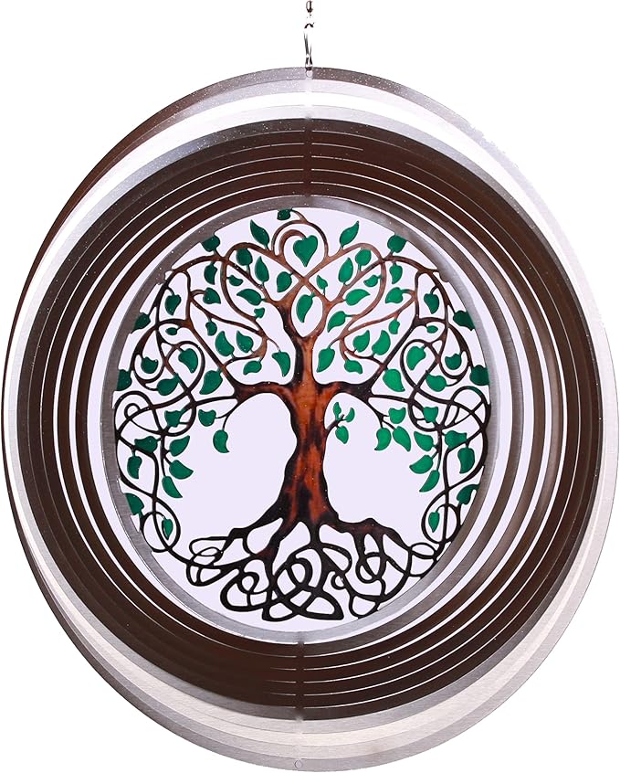 Tree of Life Wind Spinners for Yard and Garden, Metal Ornaments for Garden Décor, Outdoor Wind Spinner, Tree of Life Gifts, Outdoor Garden Decoration, 12 inch Tree of Life Wall Décor by ISEO