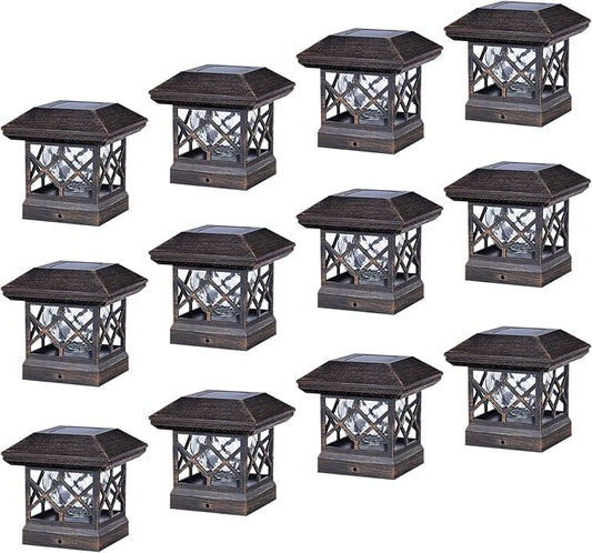 TWINSLUXES Solar Cap Lights Outdoor - Waterproof LED Fence Solar Lights for 3.5x3.5/4x4/5x5 Wood Posts in Patio, Deck or Garden Decoration