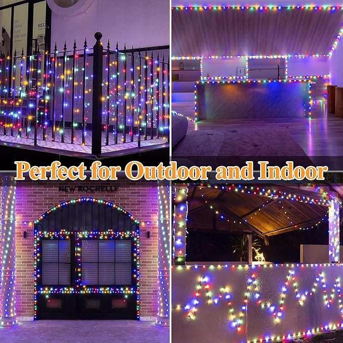 Solar Christmas Lights Outdoor, Upgraded 212FT 640LED Power with Remote,19 Modes Waterproof Solar String Lights for Outside Garden Home Christmas Decorations (Multicolor)