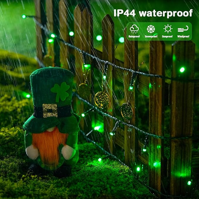 JMEXSUSS 250 LED Green String Lights - 91.5ft St Patricks Day Lights Outdoor Waterproof, 8 Lighting Modes, Connectable Christmas Tree Light for Yard Patio Party Halloween Christmas Decorations