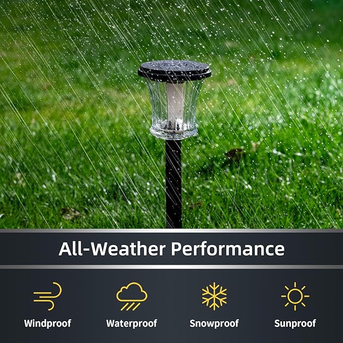 Glass Solar Torch Lights Outdoor Waterproof, Flickering Flame Tiki Torches with Modular Design, Auto On/Off LED Solar Lights for Garden Patio Yard Lawn Pathway Walkway Decorations (6 Pack)