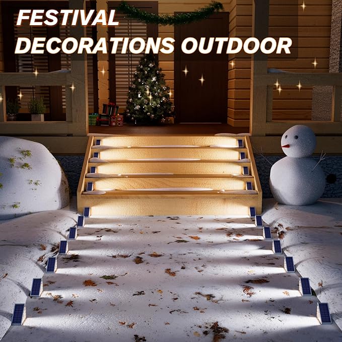 VOLISUN Solar Stair Lights 6 Pack, Solar Step Lights Waterproof IP67, Outdoor Step Light with 13 LEDs, Outdoor Lighting Decor for Yard Stair, Patio, Front Step, Front Porch and Deck(Cool White)