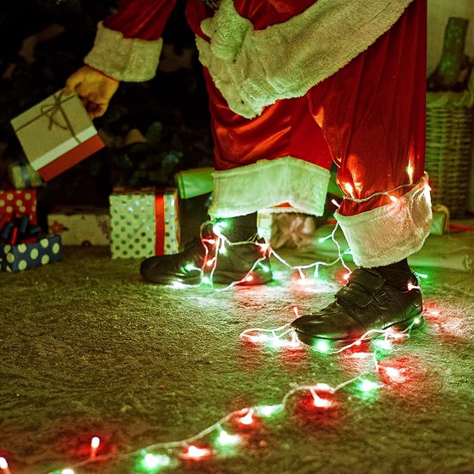 Vivideal 200 LED Red and Green Christmas Lights - 66ft String Lights Indoor Clear Wire 8 Modes Plug in Waterproof Fairy Lights with Timer Memory for Indoor Outside Bedroom Home Party Decorations