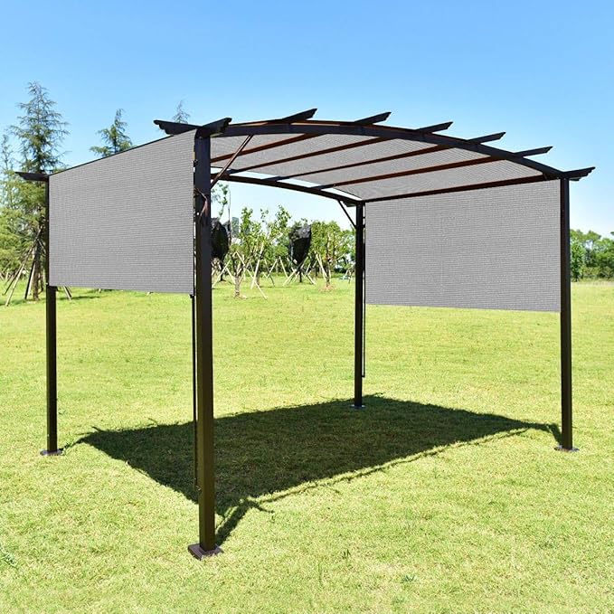 Eden's Decor Straight Flat-Edged Sun Shade Sail Rectangular 7' x 9' Grey UV-Blocking Outdoor Canopy Fabric Cloth Awning for Pergola Patio Garden Backyard Custom Size