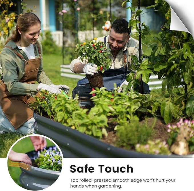 KING BIRD Raised Garden Bed with Arched Trellis Galvanized Planter Garden Box Outdoor for Gardening, Climbing Vegetables, Flowers 3.94x1.97x0.98 Ft, Dark Grey