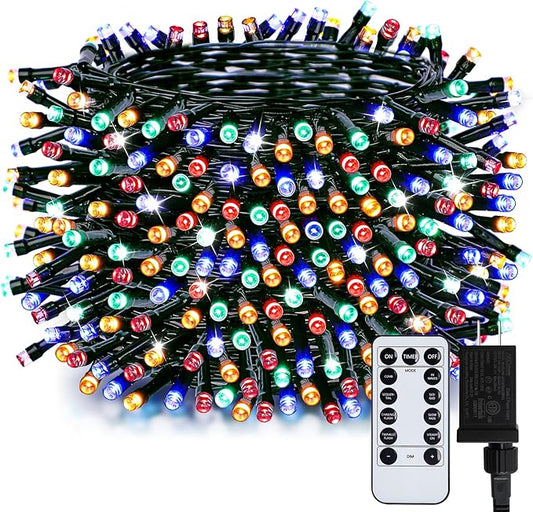 Minetom Christmas Lights, 128ft 400 LED Outdoor Christmas Tree Lights with Remote, 8 Modes Christmas String Lights Plug-in Mini Xmas Tree Lights with Timer for Outside Party Decor, Multicolor
