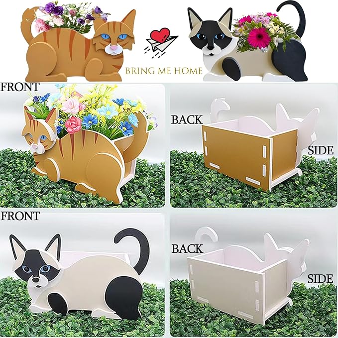 Orange and White Cat Planter Plant Pots,Cute Garden Dog Flower Planter,Dog Planters Birthday Gifts for Women,Office,Indoor/Outdoor Decor(12.5 * 5.6 * 7.8in)