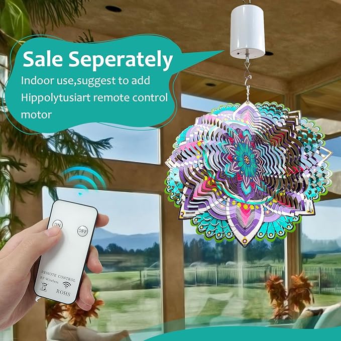 Wind Spinner for Yard and Garden,12in 3D Wind Spinner Mandala Purple Starlight,Wind Spinners Outdoor&Indoor Yard Art Decor,Christmas Decoration,Wind Sculpture Gift for Women/Mother/Men