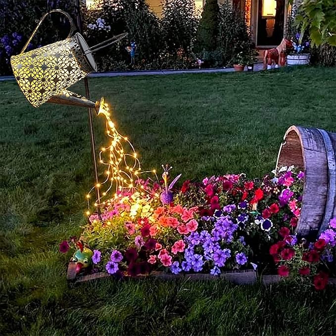 Solar Watering Can Lights, Large Retro Metal Hanging Solar Lights Outdoor Waterproof, Gardening Gifts for Mom Grandma Women Birthday, Garden Decor Yard Light Outside for Porch Landscape Patio
