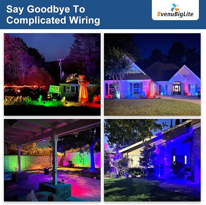 Solar Lights Outdoor Waterproof: IP65 Multicolor Led Spot Light Decorations for Garden - 7 Color Changings Solar Powered for Yard - Dust to Dawn Landscape Lighting Patios Pathway 4PC RGB