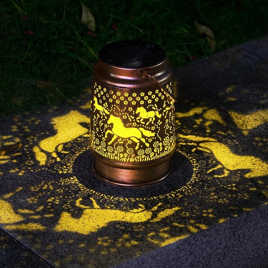 kyoryuger Horse Solar Lanterns Outdoor Horse Gifts for Women Mom Grandma, Horse Lovers Gifts, Birthaday for Mom Metal Decorative Lanterns for Yard Patio Lawn Solar Garden Decor