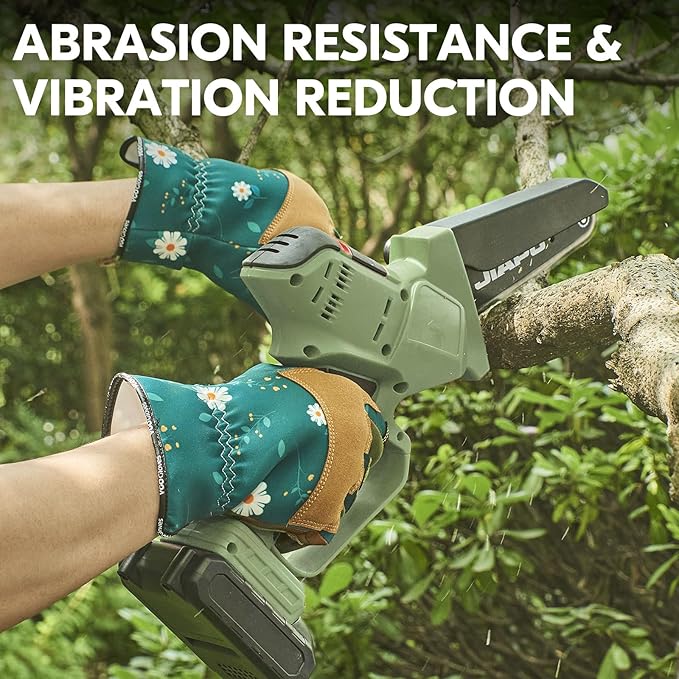 Vgo... 1Pair Gardening Gloves for Women, Goatskin leather Thorn Proof Working Gloves for Weeding, Digging, Raking, Pruning and Planting,Touchscreen(S,Dark Green,GA7471)