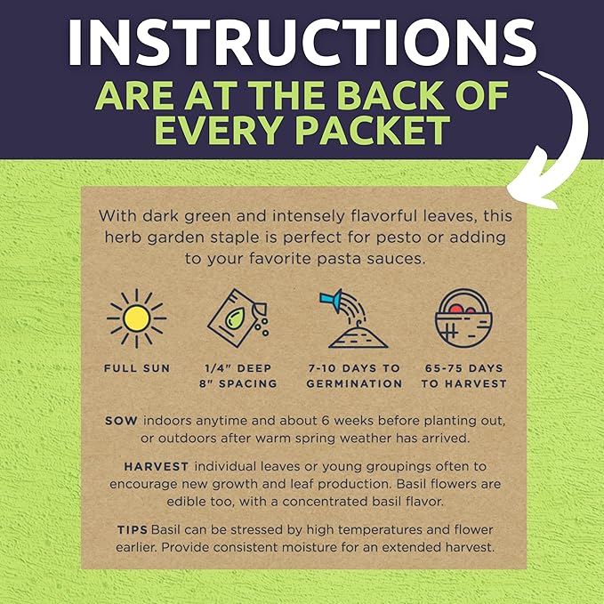 Organic Seeds Essential Variety Pack - 10 Individual Packs - 2025 Season - Summer Squash, Cherry Tomatoes, Arugula, Broccoli and More! for Indoor & Outdoor Planting (Non-GMO, Certified Organic)