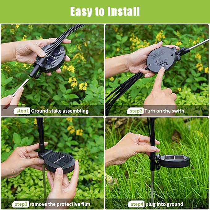 Flumy Solar Garden Lights, 64 LED Firefly Lights for Christmas Decorations, Waterproof Solar Outdoor Lights, Pathway Patio Outdoor Decor, Solar Swaying Lights, Swaying in The Wind(2 Pack)