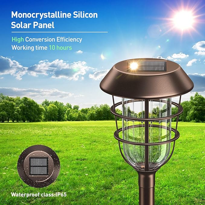 KOOPER Solar Pathway Lights Outdoor, Solar Lights Outdoor, 6 Pack Metal IP65 Waterproof Bright LED Solar Lights for Walkway Garden Yard Patio Decoration, White Light