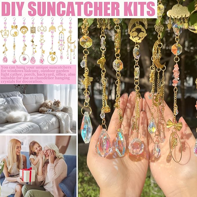 WASTROYAL 420 Pcs DIY Suncatcher Making Supplies Kits for Adults Hanging Prism Sun Catcher with Crystals Rainbow Maker for Indoor Window Home Wedding Garden Christmas Decor (Rabbit)