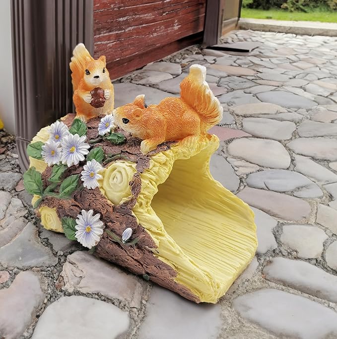 Squirrel Statues Gutter Downspout Extension Statues Garden Decoration,Resin Statue Outdoor Decor,Animal Downspout Diverter,Decorative Gutter Extension,3"×4" Downspout Extender Diverter Splash Block