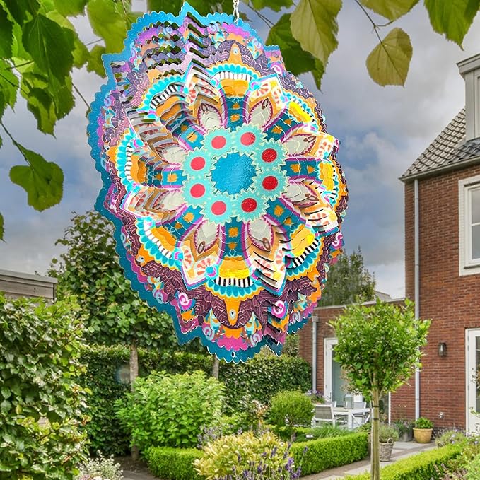 Wind Spinners Outdoor Mandala Lucky Eye,12In 3D Wind Spinner for Yard and Garden,Lucky Gifts for Women Mom Grandma Wife Father,Outdoor&Indoor Decorations Yard Art Christmas Ornament