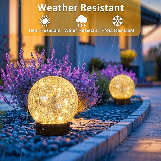 Beautyard Solar Globe Lights Outdoor USB Charged Garden Decor 3.94" Diameter 30LED 1000mAh Solar Globe Lights for Outdoor Indoor Mothers Day Gifts Holiday Decor(3.94'' Medium 4 Pack Warm White)