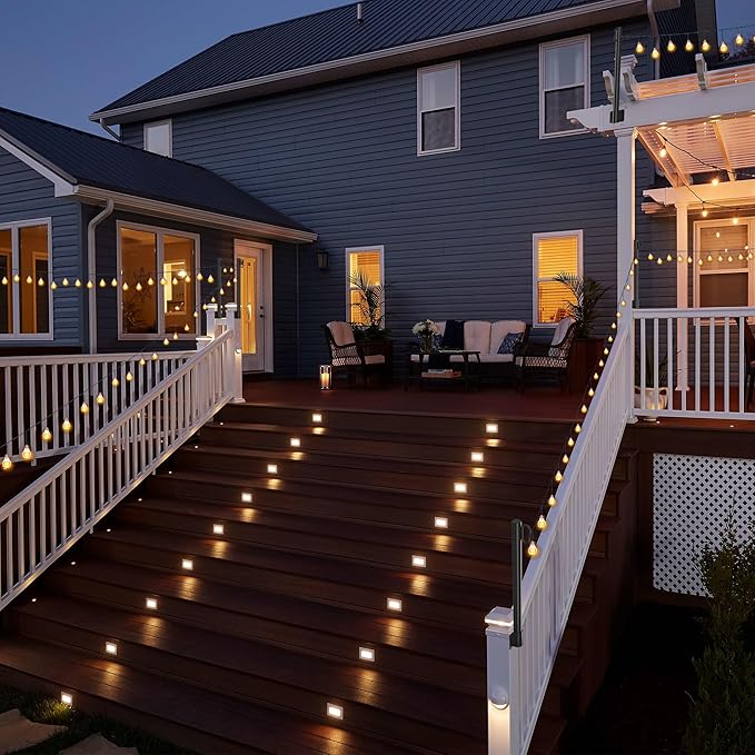 Suchtale 4 Pack 1.3 FT String Light Poles, Suspension Outdoor Fence Post Lights with Clip and Bracket, Outside String Lights Hanging, Wall Mounting Stand for Patio Garden Backyard Wedding Party, Black