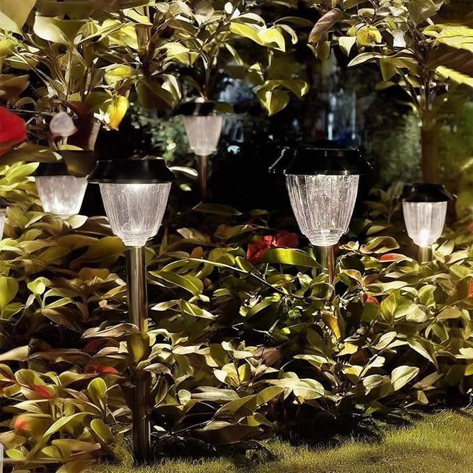 Solar Pathway Lights - 12 Pack Landscape Lawn Solar Lights Outdoor Waterproof，Super Bright LED Warm White & IP65 Garden Lights Stakes for Path, Yard Decoration, Driveway, Walkway