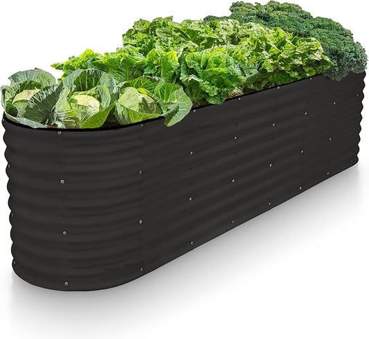 Galvanized Raised Garden Beds Outdoor // 8×2×2 ft Planter Raised Beds for Gardening, Vegetables, Flowers (Black) // Large Metal Garden Box // Patented Tool-Free Design