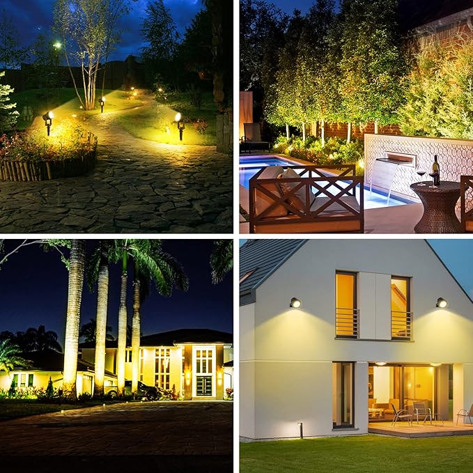 T-SUNUS Solar Landscape Spotlights 2 Pack Warm White, IP65 Waterproof Sopt Lights 9.8ft Cable, Outdoor LED Wall Light 3000K Separated Panel for Tree Flag Yard Garden Driveway Porch Walkway Pool Patio