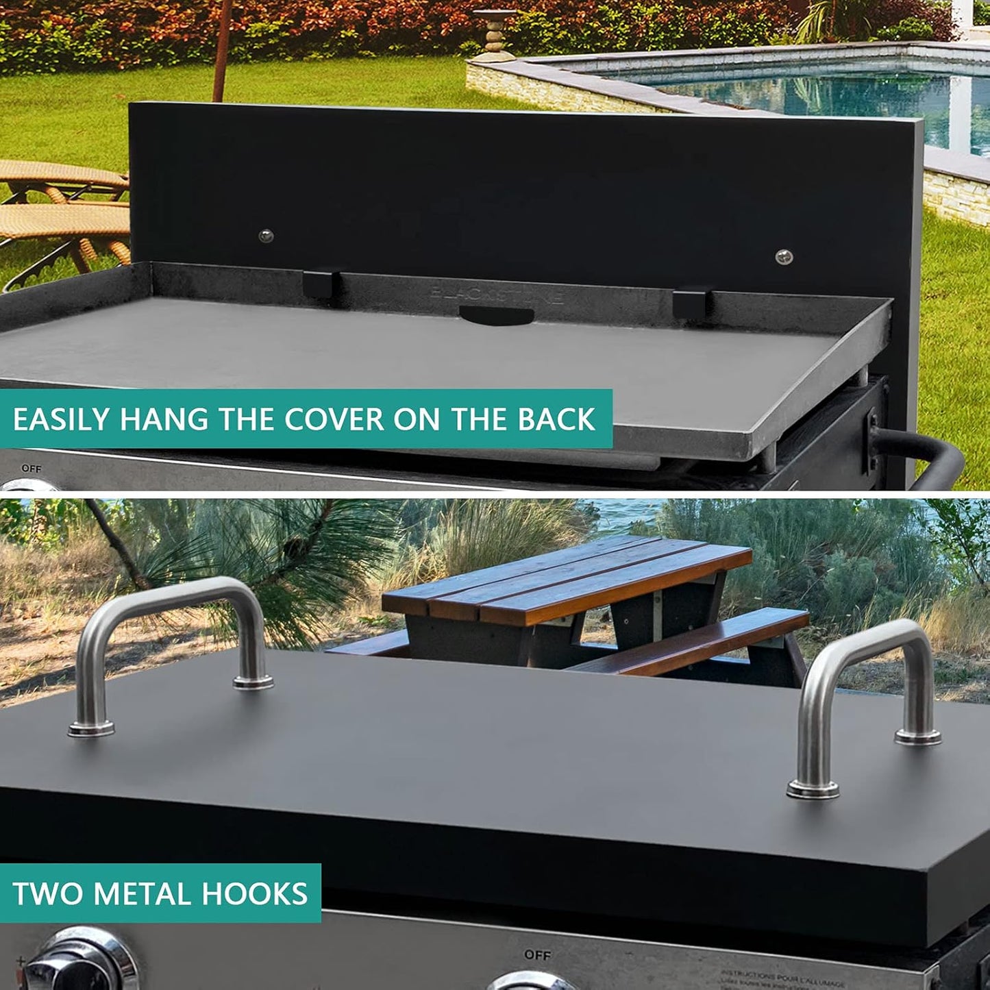 5003 Hard Cover for Blackstone 28" Griddle, and 1529 Heavy Duty Grill Cover for Blackstone 28" Griddle, Black