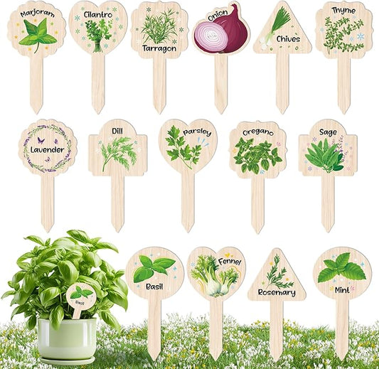 Plant Label Signs- 15PACK Herb Garden Markers, Plant Labels for Outdoor Garden Waterproof, Plant Tags with Names, Indoor Patio Tags for Succulent Flowers Greenery Seedling