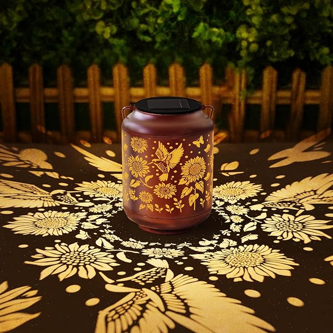 Birthday Gifts for Women Mom Grandma Solar Lanterns Outdoor Waterproof Hummingbird Garden Decor Hanging Metal Lights Outside for Yard,Patio,Backyard,Porch