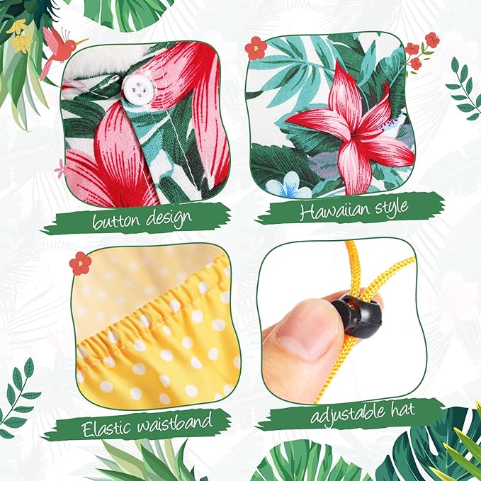 2 Set Hawaiian Luau Porch Goose Outfit for Lawn 23'' Plastic Goose Clothes Costume Summer Outdoor Decor(Bikini)