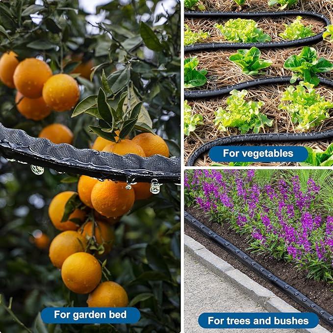 Flat Soaker Hose 15FT Lightweight and Flexible Irrigation Solution for Garden Beds, Flower Beds, and Lawns (15FT)