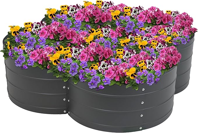 Sunnydaze Galvanized Raised Garden Bed - Metal Raised Bed for Gardening - Outdoor Planter Box for Flowers, Plants, and Vegetables - Gray - 12” H Clover