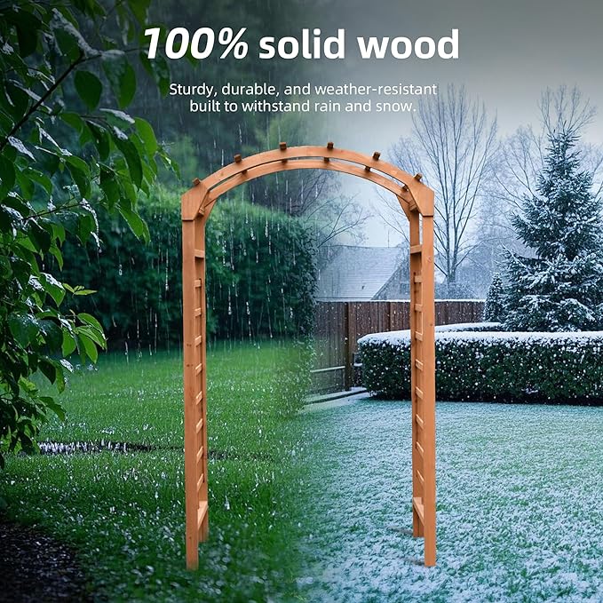 Solid Fir Wooden Garden Arch Premium Outdoor Trellis for Climbing Plants, 84.5”H×49.37”W×23.5’’D, Also can be Used for Wedding and Party Decoration
