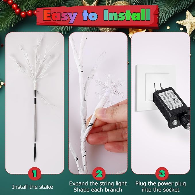 Enhon 5 Pack Snowflake Christmas Pathway Lights, 180 LED Garden Stake Lights with 8 Light Modes and Timer Function, Waterproof Xmas Decoration Tree Light for Outdoor Yard Lawn Patio Decor(Multicolor)