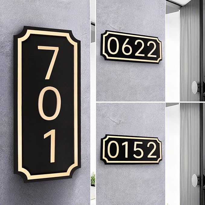 House Numbers for Outside, Address Plaques, Mailbox Numbers, Two Sets of Numbers from 0-9, Personalized Address Signs for House, Mailbox, Apartment, Office, Hotel, Classroom, Garden. Decorative Numbers Plaque.