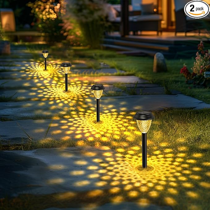 SOLPEX Solar Lights for Outside,2 Pack Solar Lights Outdoor Waterproof,Warm White Outdoor Solar Lights for Yard,Garden,Pathway,Patio and Landscape Lighting Decor