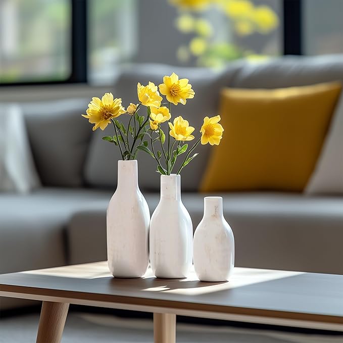 NOBULA White Ceramic Donut Vases – Modern Home Decor for Living Room, Bedroom & Table Centerpiece - Minimalist Nordic – Unique Vases for Olive Plant & Flowers – Decorative Coffee Table Vase Set of 3