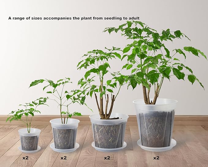 Large Clear pots for Plants,8 Sets 5/6/7/8 inch Thick Plastic Nursery pots for Plants with Drainage Holes for Monstera Plant Live,Succulents etc - Indoor and Outdoor use
