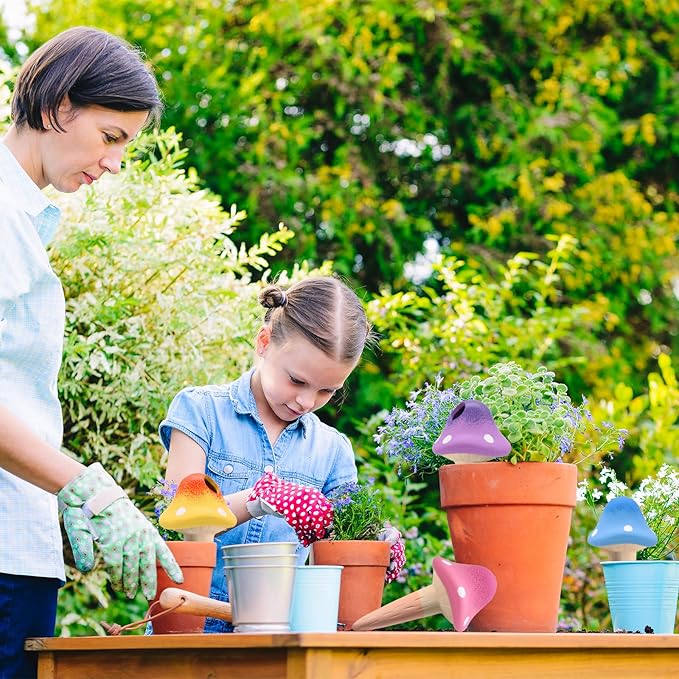 4 Pack Terracotta Watering Spikes, Vacation Self-Watering Planters Devices, Continuous Moisture with Slow Release Watering System Mushroom Shape