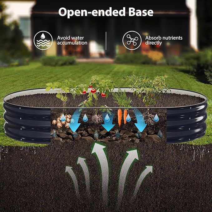 Raised Garden Bed Kit, 6x3x1 ft Galvanized Planter Box Outdoor with Safety Edging, Large Metal Raised Beds for Gardening Vegetables Flower Herb (Navy Blue)