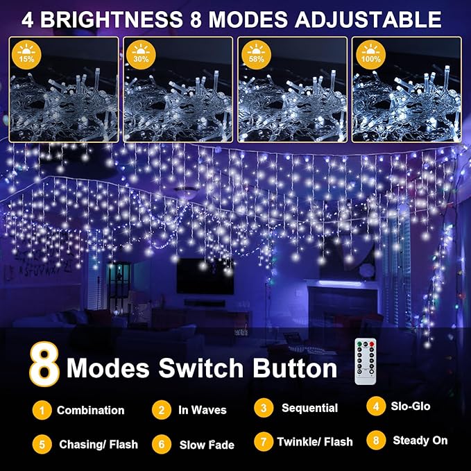 PEMOTech 432-LED 32.8FT DIY Decorative Lights with Remote & 8 Modes，Plug in Connectable Fairy Lights Timer for for Wedding, Storefront Decoration, Easter, Garden Parties & Waterproof Spring Nights