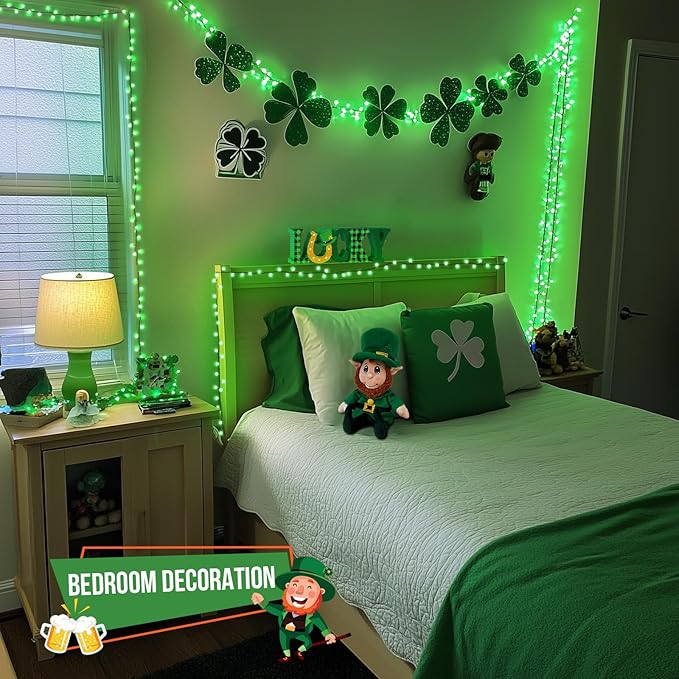 JMEXSUSS 500 LED Green St Patricks Day Lights, 8 Modes Christmas Lights Outdoor Plug in, 173ft Green String Lights for Christmas Party Xmas St Patricks Day Decorations