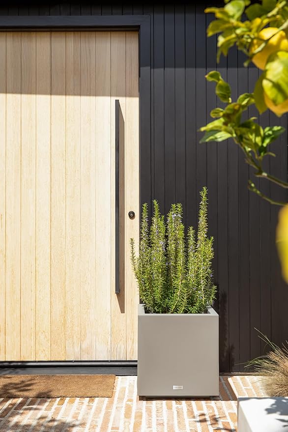 Veradek Block Series Cube Plastic Planter - Large Square Planter for Indoor or Outdoor Patio/Garden | Durable All-Weather Use with Drainage Holes | Modern Décor for Tall Plants, Trees, Flowers