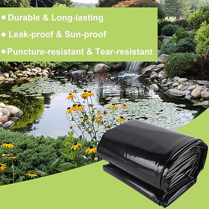 15 x 20 FT Pond Liner, 20 Mil Fish Pond HDPE Liner, Pond Liners for Outdoor Ponds, Koi Ponds, Garden Fountain, Waterfall