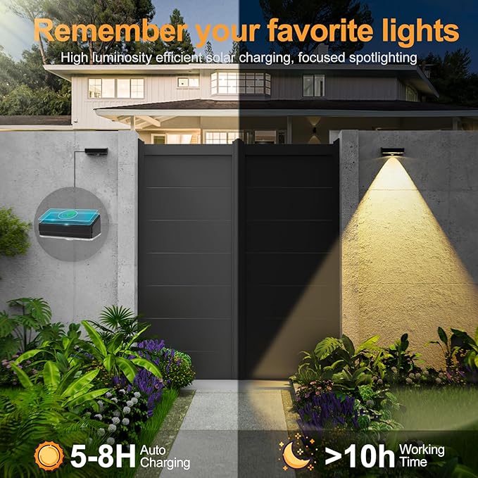 Solar Fence Lights,Fence Lights Solar Powered Waterproof IP65 Multicolor Led 12 Fixed Colors ＆RGB Color Changing for Pool, Deck, Patio, Porch, Stairs, Holiday(4)