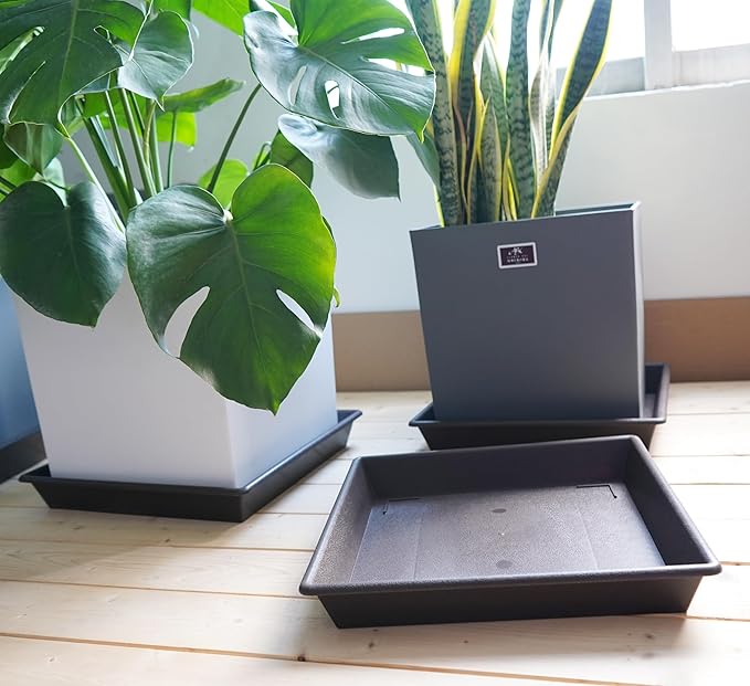 Square Plant Saucer 16 Inch 5 Pack, Plant Stand Plant Trays for Pots Heavy Duty Plastic Plant Saucers for Indoors Outdoors, No Holes Plant Drip Trays Plant Lover Gardening Gifts