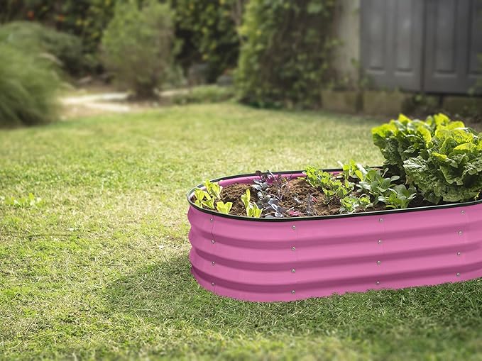 Galvanized Raised Garden Beds Outdoor // 4×2×1 ft (2-Pack) Planter Raised Beds for Gardening, Vegetables, Flowers (Pink) // Large Metal Garden Box