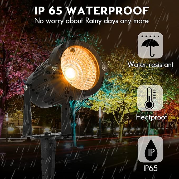 Color Change Landscape Lighting Low Voltage LED Outdoor Spotlights 6W 12V IP66 Waterproof Landscaping Lights Remote Control Garden Pathway Lights RGB Trees Decorations