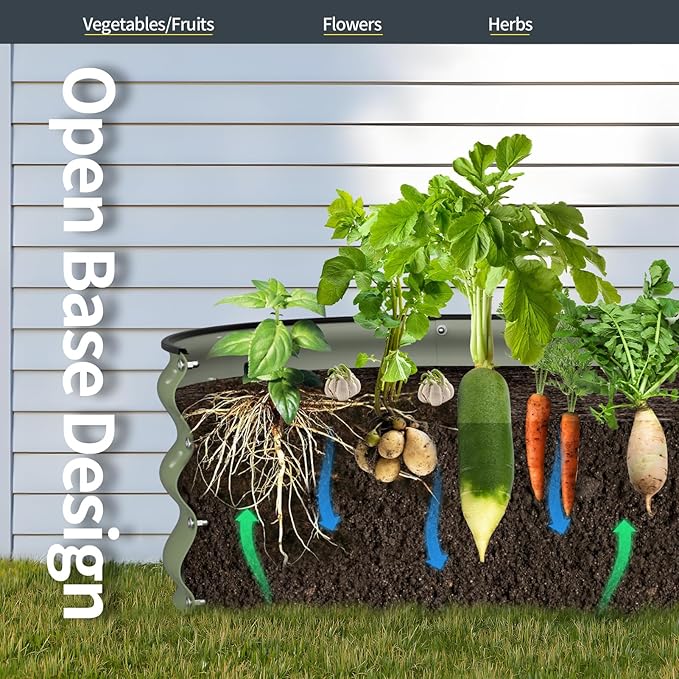 Kesfitt Raised Garden Bed Kit,Outdoor Galvanized Planter Raised Boxes with Safety Edging and Gloves,Large Metal Raised Garden Beds for Gardening Vegetables,Fruits,Flower(4x2x1FT)